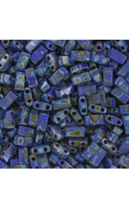 Miyuki half tila 5x2.4mm beads - Picasso opaque cobalt HTL-4518